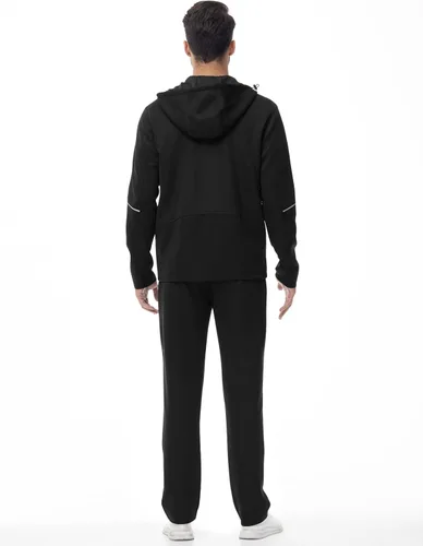 Vista 3 de TBMPOY Conjunto deportivo con capucha para hombre, con cremallera completa, deportivo, casual, 2 piezas, conjunto de pantalones deportivos