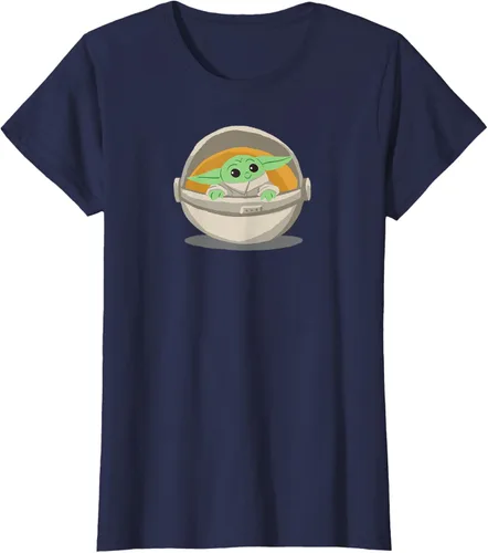 Vista 3 de Amazon Essentials Mandalorian The Child Grogu Pram - Camiseta para hombre, azul oscuro, talla S Azul Marino