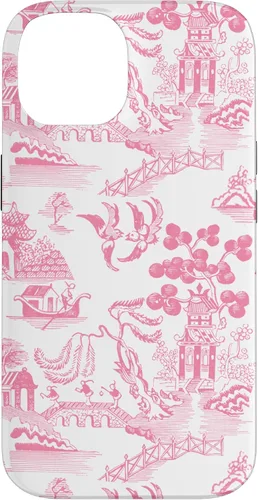 Vista 4 de Preppy Pink Willow Pattern Chinoiserie Toile Case for iPhone 17