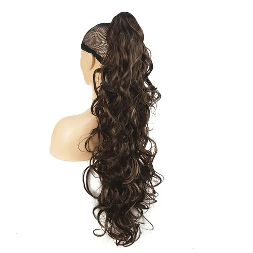 Vista 16 de Lydell 30" largo rizado peinado clip en garra cola de caballo extensión pelo sintético postizo 9.88 oz con un clip de mandíbula/garra (negro)