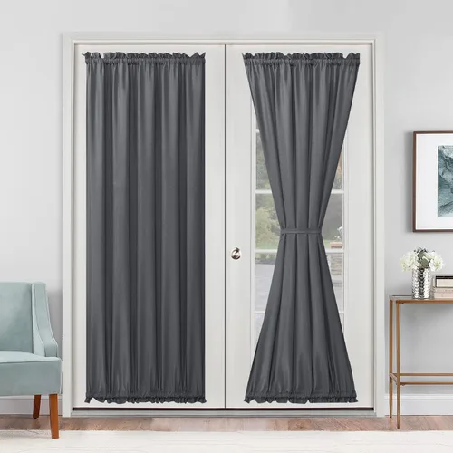 Vista 88 de Cortinas para puerta francesa, color aguamarina, 24 pulgadas de ancho x 40 pulgadas de largo, 1 panel Bolsillo para barra, semitransparente