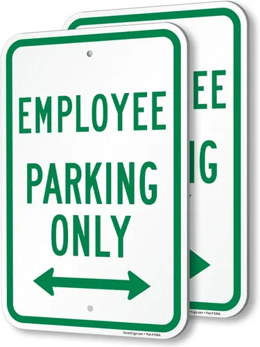 Vista 15 de SmartSign Letrero de metal "Employee Parking Only" de 18 x 12 pulgadas con flecha derecha, aluminio laminado inoxidable de 63 mil, verde y blanco
