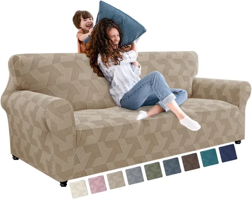Vista 49 de JIVINER - Juego de 2 fundas elásticas para sillas de comedor, fundas geométricas de jacquard para sillas de comedor, fundas lavables para sillas