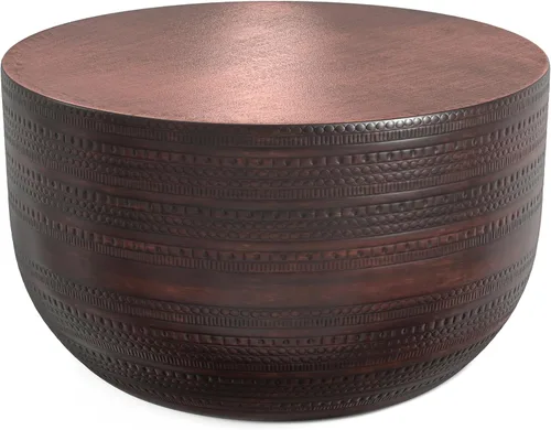 Vista 10 de SIMPLIHOME Johnsen 15" Wide Round Iron Table in Antique Brass Latón antiguo