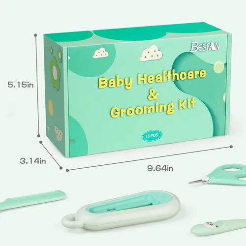 Vista 6 de Kit de cuidado de la salud y aseo del bebé, artículos esenciales para guardería, regalo para recién nacidos, bebés, niños y niñas, 13 piezas