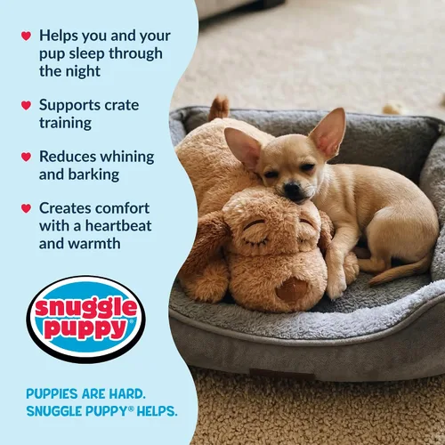 Vista 5 de Snuggle Puppy Junior - Juguete para cachorros de razas pequeñas, juguete de peluche más pequeño con pulso de sensación real, diseñado
