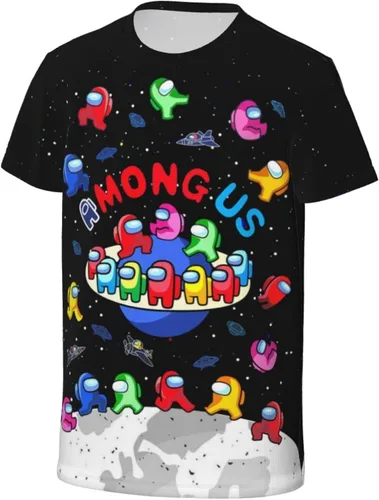 Vista 4 de Camiseta juvenil de manga corta para niños, camisetas de manga corta con cuello redondo y estampado 3D, camisetas para adolescentes, niños y niñas