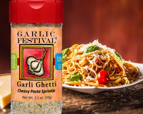 Vista 4 de Garlic Festival Foods Garli Ghetti Pasta con queso y ajo espolvoreado, 2.1 oz.