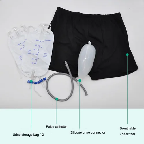 Vista 5 de Bolsa de orina portátil, bolsa de orina masculina, pantalones de incontinencia para hombres, bolsas de recolección masculina reutilizables