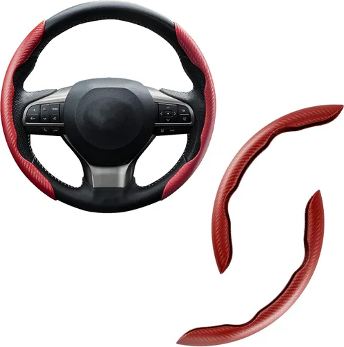 Vista 14 de Amiss 3 piezas de cubierta de volante de fibra de carbono antideslizante, diseño de mariposa impermeable y segmentado, protector de rueda