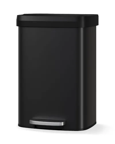 Vista 10 de Garvee Basurero de metal de 13 galones / 50 L con tapa, bote de basura grande para cocina, cubo de basura de metal a prueba de óxido con pedal