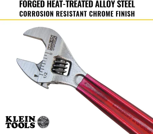 Vista 4 de Klein Tools D506-4 Llave de accionamiento ajustable, forjada con acabado cromado pulido y un mango sumergido de plástico, 4 pulgadas
