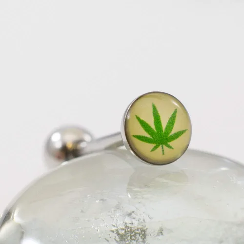 Vista 4 de BodyJewelryOnline - Piercing para lengua, 0.49oz, diseño de hoja de maceta