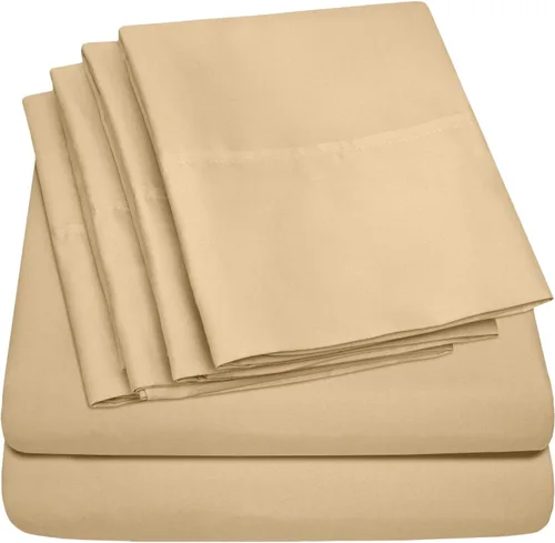 Vista 17 de Juego de sábanas de 4 piezas para camas individuales de 1500 hilos de microfibra de cepillado fino con bolsillo profundo - 1 funda de almohada