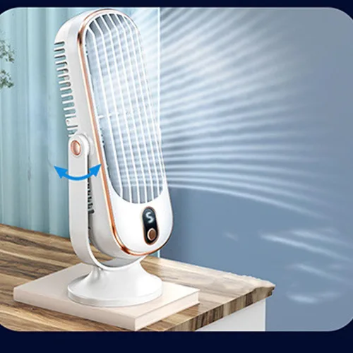 Vista 9 de Mini ventilador de torre de mesa, ventiladores de enchufe USB que soplan aire frío, refrigeración silenciosa del motor de 5 velocidades, ventilador