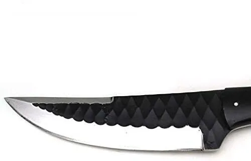 Vista 3 de Cuchillo Wild Turkey de hoja fija, acero al carbono, con funda de cuero