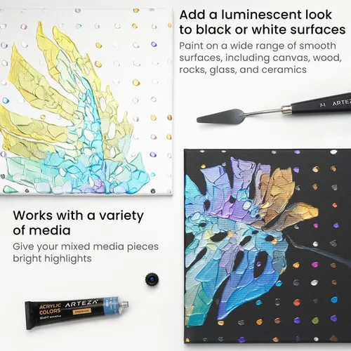 Vista 5 de ARTEZA Juego de pintura acrílica metálica de 36 colores, tubos de 0.74 onzas, pinturas de artistas no tóxicas para pintores aficionados, suministros