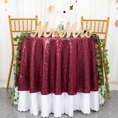 Vista 11 de ShiDianYi Mantel redondo de 50 pulgadas, mantel de lentejuelas plateadas con purpurina, mantel circular de lino con lentejuelas plateadas