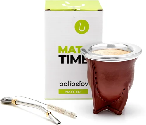 Vista 8 de BALIBETOV Juego de calabaza Yerba Mate – Taza mate envuelta en cuero hecha a mano (Vaqueta) con popote de acero inoxidable y cepillo de limpieza
