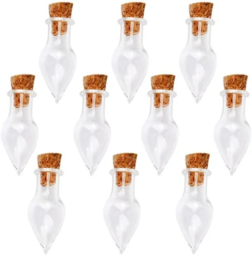 Vista 10 de ZenRa 10 piezas Mini botella de vidrio lindo frascos frascos con corcho botella de deseo frasco de vidrio colgante (XO)