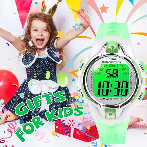 Vista 7 de Edillas Relojes digitales para niñas y niños, reloj de pulsera de 7 colores para niños, impermeable, deportivo, al aire libre, multifuncional