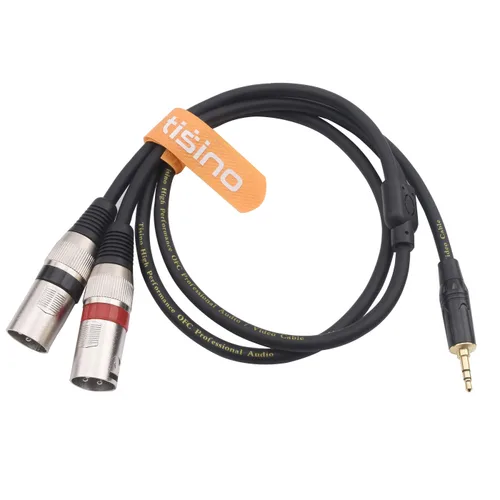 Vista 2 de tisino Cable estéreo XLR dual de 0.1 in a 1/8 pulgadas Mini Jack a 2 XLR macho Y Splitter Cable adaptador - 3.3 pies