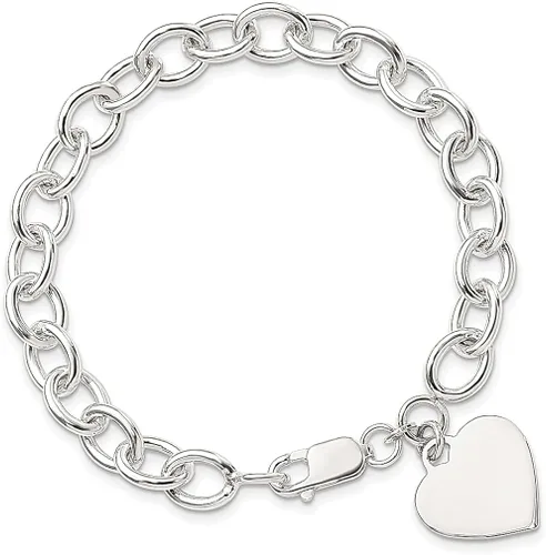 Vista 3 de ICE CARATS 925 Sterling Silver Engraveable Heart Link Bracelet Fancy Charm Love Fine Jewelry For Women Gifts For Her