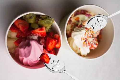 Vista 2 de Juego de 2 cucharas de helado para él y para ella, regalo de cumpleaños, San Valentín, para marido, esposa, cuchara grabada para parejas