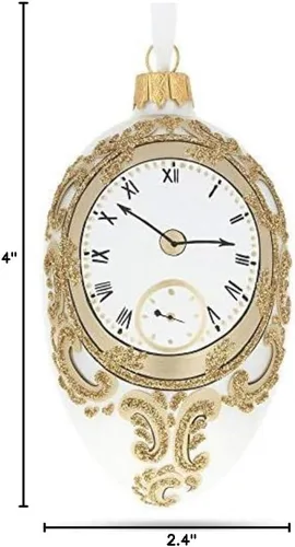 Vista 7 de BestPysanky 1903 The Clock Royal - Adorno de cristal de huevo de 4 pulgadas Hand Painted in Ukraine, German Glass, Italian Paints, Hanging Ribbon