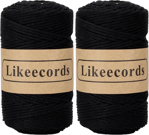 Vista 12 de Likeecords Cordón de algodón para macramé de 3mm x 100 metros, hilo torcido de 3 hebras, cuerda de macramé, hilo de algodón para macramé, cuerda