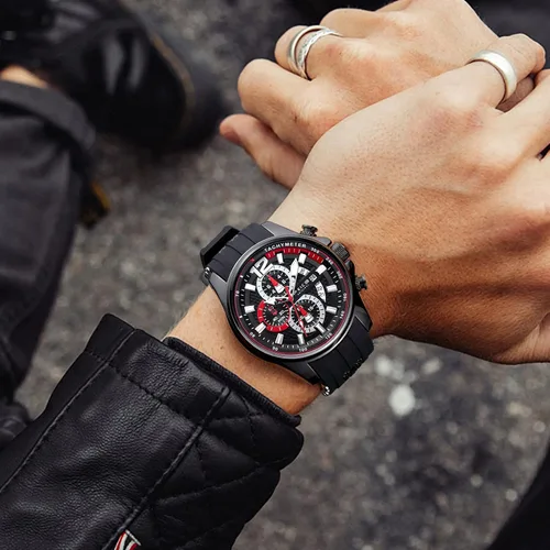Vista 6 de FEICE Men's Wristwatches Sport Waterproof Chronograph Analog Quartz Watch Wtih Rubber Strap Fashion Luminous Dress Watch Business Clock Luxury