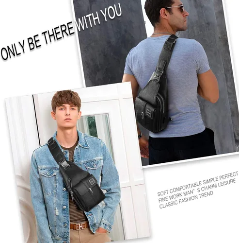 Vista 7 de Leathario Bolso bandolera de cuero para hombre, bolso de hombro, bolso de hombro, bolso casual, multiuso