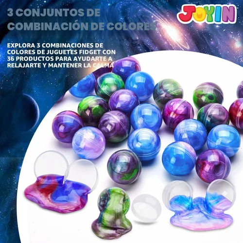 Vista 2 de JOYIN Slime Party Favors, Paquete de 24 Pelotas de Slime Galaxia - Elásticas, No Pegajosas, Sin Desorden, Alivio del Estrés y Seguras - Juguetes