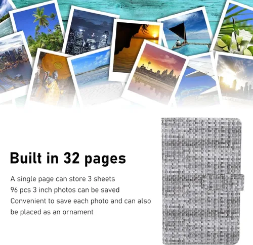 Vista 3 de Álbum de fotos, 3 pulgadas, 96 bolsillos, de gran capacidad, de piel sintética, protector de fotos, portátil, ligero, impermeable, álbum de fotos