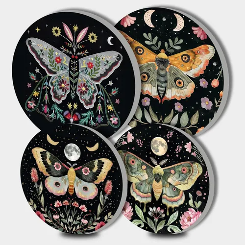 Vista 16 de Nordics - Juego de 4 fundas para quemadores de flores étnicas bohemias, estilo rústico, arte floral indio, patrón geométrico abstracto, quemador