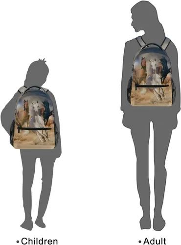Vista 8 de ALAZA Mochilas de caballos para niñas y niños, mochila de caballos para niños, mochila escolar para libros de 3, 4 y 5 grado, mochila para portátil