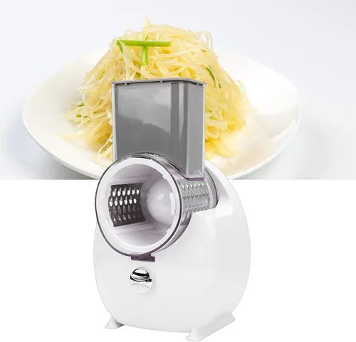 Vista 5 de Fockety Rallador eléctrico de queso, rallador eléctrico giratorio recargable, triturador eléctrico con 4 cortadores reemplazables para queso