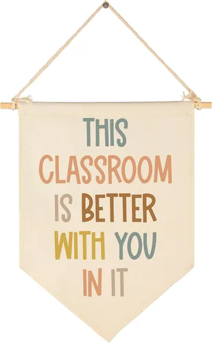 Vista 23 de Letrero de pared para aula, regalo para profesores, decoración inspiradora de vuelta a la escuela, bandera de pared con texto en inglés "Let's Root