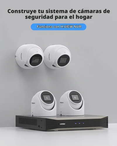 Vista 8 de (Compatible con Hikvision) H.VIEW Cámara POE para exteriores de 5 MP con torreta de seguridad IP, visión nocturna IR de 100 pies, lente fija