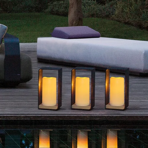 Vista 5 de Velas sin llama impermeables con control remoto 2PACK (D3''*H5.5'') Vela de pilar LED parpadeante que funciona con pilas, de plástico con Paquete