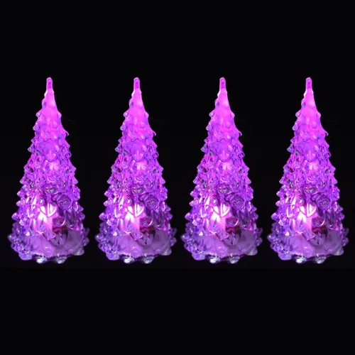 Vista 5 de Uonlytech 4 piezas de mini árbol de Navidad iluminado LED acrílico de Navidad cambiante árbol de Navidad de mesa para decoración de centros de mesa