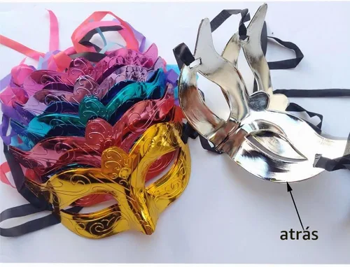 Vista 3 de Arlai Paquete de 12, máscaras de fiesta chapadas en oro brillante, accesorios de boda, máscaras de mascarada mardi gras Mezcla de 12 piezas