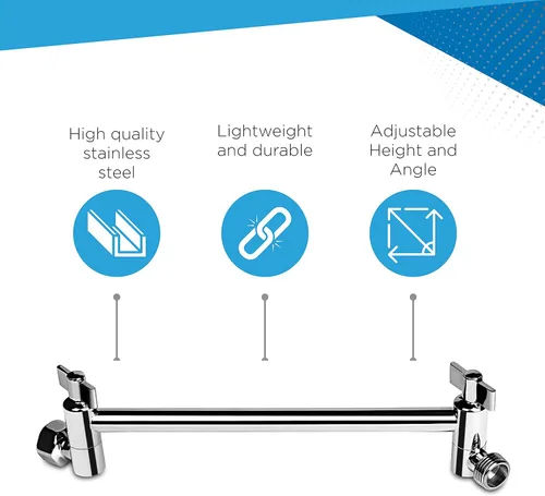 Vista 3 de Blue Ocean Brazo de extensión universal de latón macizo de 11 pulgadas SA001 de altura ajustable, antifugas y resistente al óxido