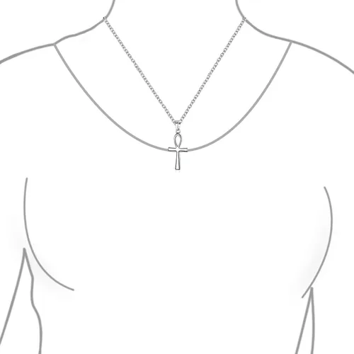 Vista 3 de Bling Jewelry Collar con colgante de cruz Ankh egipcia religiosa unisex para mujeres y hombres, plata de ley 925 oxidada
