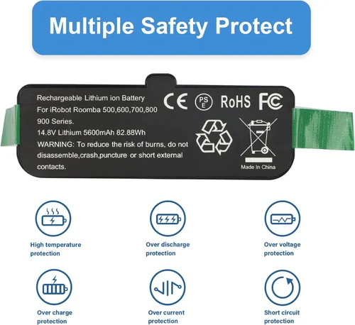 Vista 5 de MULS Batería de repuesto de 5600mAh para iRobot Roomba 960 980 981 970 966 965 900 895 891 890 877 860 850 805 801 800 700 696 695 691 6991 699 0
