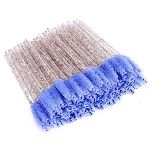 Vista 9 de BTYMS 100 piezas desechables de pestañas carretes aplicador de rímel aplicador de pestañas varita pestañas cepillo cejas carrete para extensión Negro