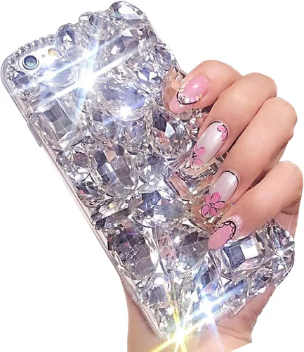 Vista 8 de LCHDA - Funda con soporte para anillo compatible con iPhone 15 de 6.1 pulgadas, bonita funda protectora de lujo con diamantes de imitación