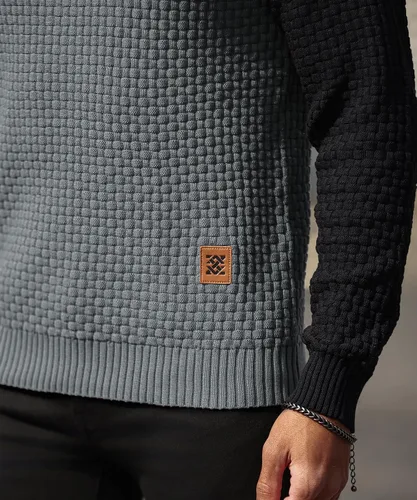 Vista 4 de Zaitun - Sudadera de punto con capucha para hombre, de manga larga, color liso, suéter con capucha