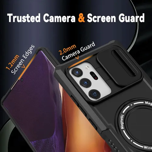 Vista 5 de Funda magnética para Samsung Galaxy Note 20 Ultra con soporte de anillo [con protector de pantalla] [Compatible con carga inalámbrica MagSafe] Funda