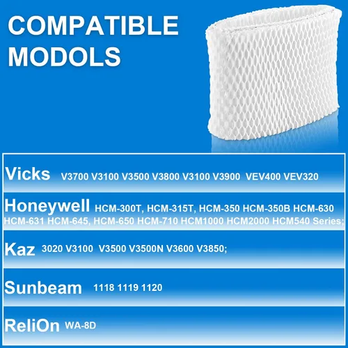 Vista 2 de TOMOON WF2 - Filtro humidificador de repuesto para humidificadores Vic.ks V3500 V3100 V3900 V3700 VEV320 Ka z 3020 y Re-Lion WA-8D Cool Mist